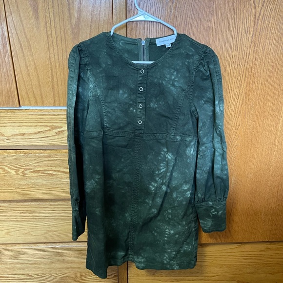 NWOT Something Navy Edie Long Sleeve Mini Dress Army Green Tie Dye Size S Small - Picture 5 of 5